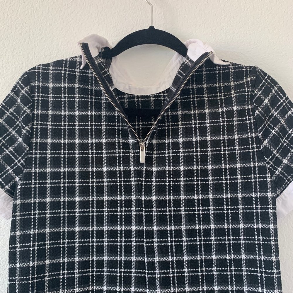 Zara Winter Plaid Peter Pan Collar Mini Dress Sz M - Picture 5 of 8